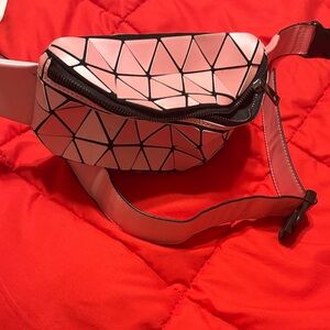 Geometric Pink Belt Bag